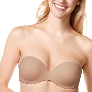 Warners "This is Not a Bra" Underwire Contour Strapless Bra 36C NUDE